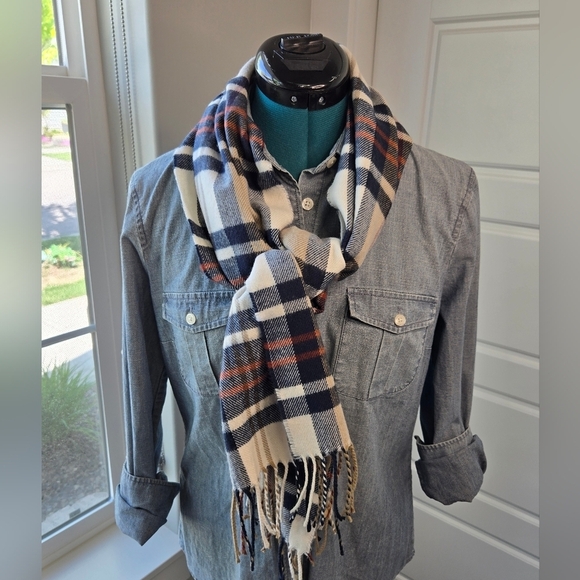 100% CASHMERE SCARF LOT OF 3 LONG MADE IN GERMANY TEAL NAVY BLUE PLAID WOMEN - Picture 10 of 14